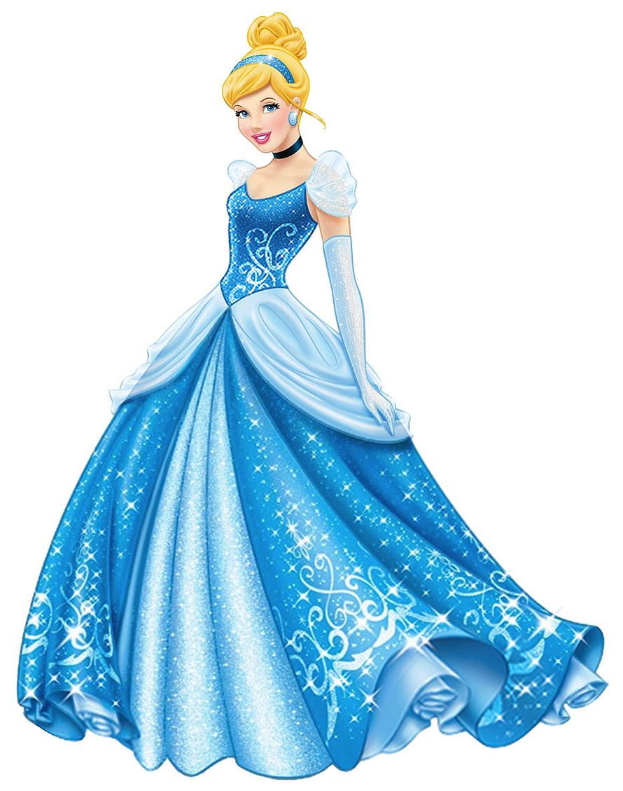 Cinderella in her iconic sparkling blue ball gown with white gloves and tiara HD phone wallpaper