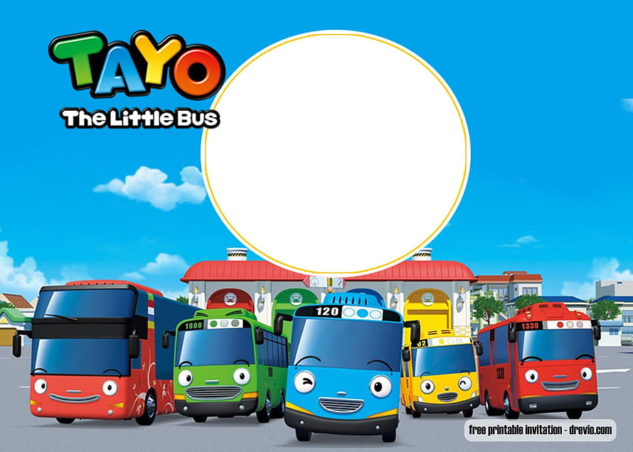 Tayo The Little Bus Cartoon Characters Group Portrait on Bright Blue Sky Background HD wallpaper