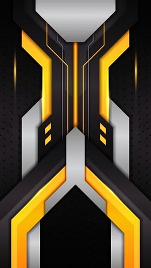 Futuristic Abstract Geometric Pattern With Glowing Yellow Lines On Black Background HD phone wallpaper