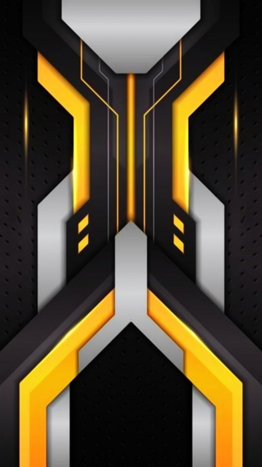 Futuristic Abstract Geometric Pattern With Glowing Yellow Lines On Black Background HD phone wallpaper