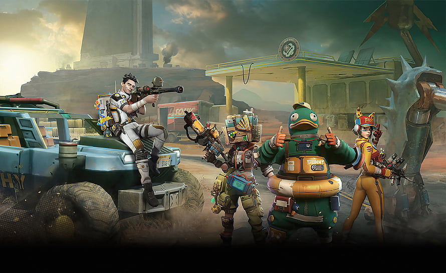 Apex Legends Characters Bunny and Others at Desert Gas Station HD wallpaper