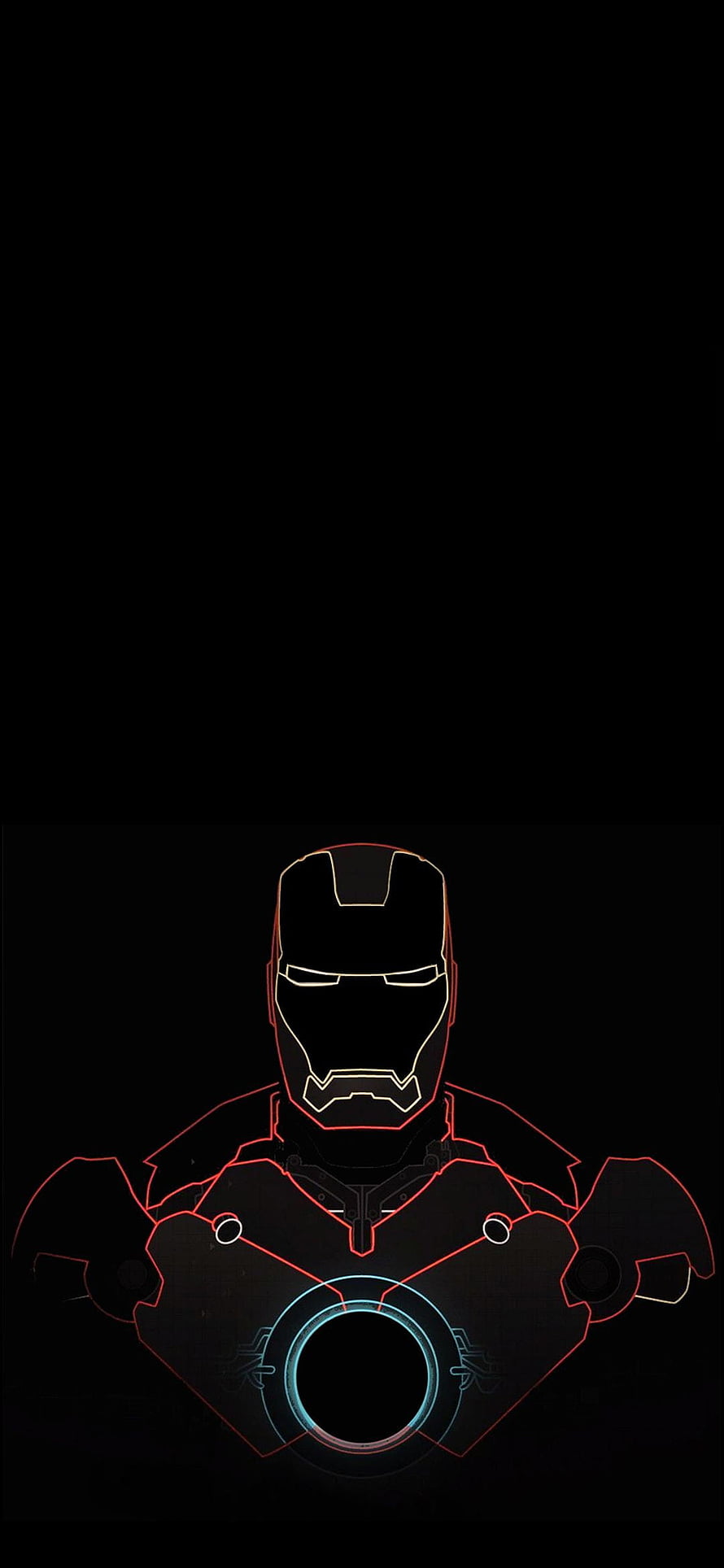 Iron Man Neon Outline Portrait With Glowing Arc Reactor On Black Background, WINNERS ANNOUNCED OnePlus Contest: In Display Fingerprint Edition!. Page 10 OnePlus Community, Iron Man Amoled HD phone wallpaper