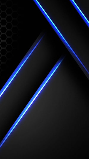Abstract Black Background with Glowing Blue Diagonal Neon Lines and Hexagonal Pattern HD phone wallpaper