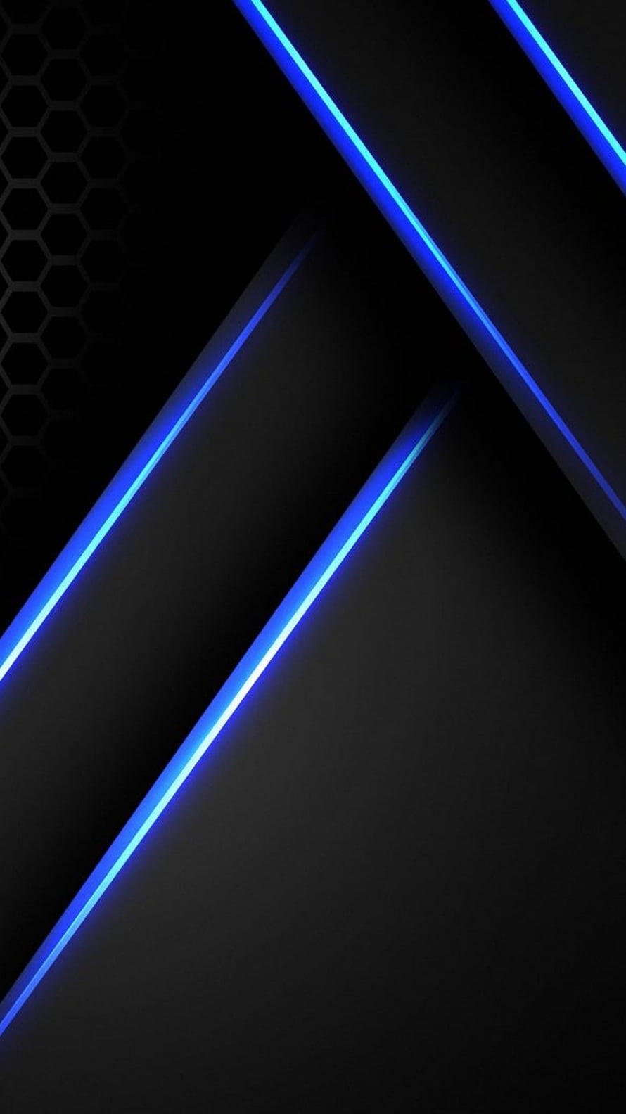Abstract Black Background with Glowing Blue Diagonal Neon Lines and Hexagonal Pattern HD phone wallpaper