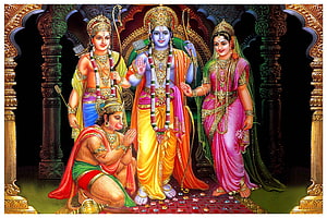 Lord Rama, Sita, Lakshmana, and Hanuman in Traditional Indian Mythology Art, Ram Sita – 1080, Ram Darbar HD wallpaper