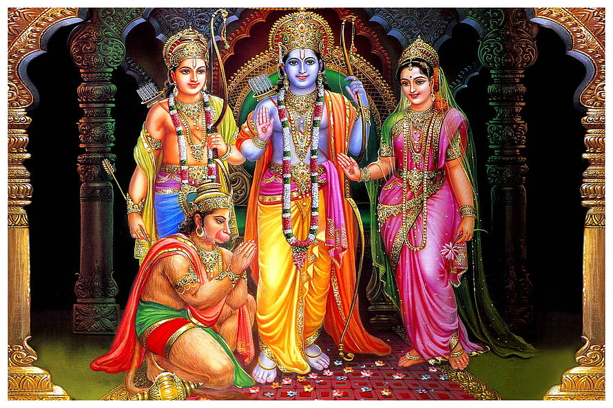 Lord Rama, Sita, Lakshmana, and Hanuman in Traditional Indian Mythology Art, Ram Sita – 1080, Ram Darbar HD wallpaper
