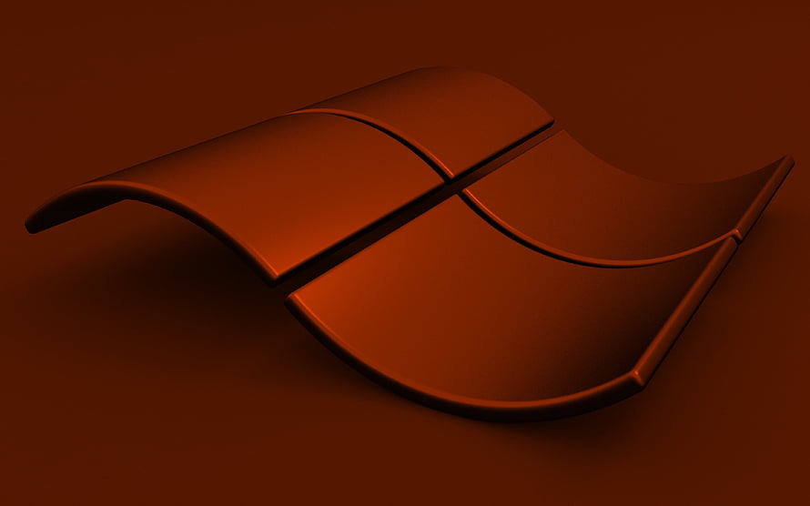 Windows 3D Wavy Logo in Monochromatic Orange with Soft Shadows and Minimalist Design HD wallpaper