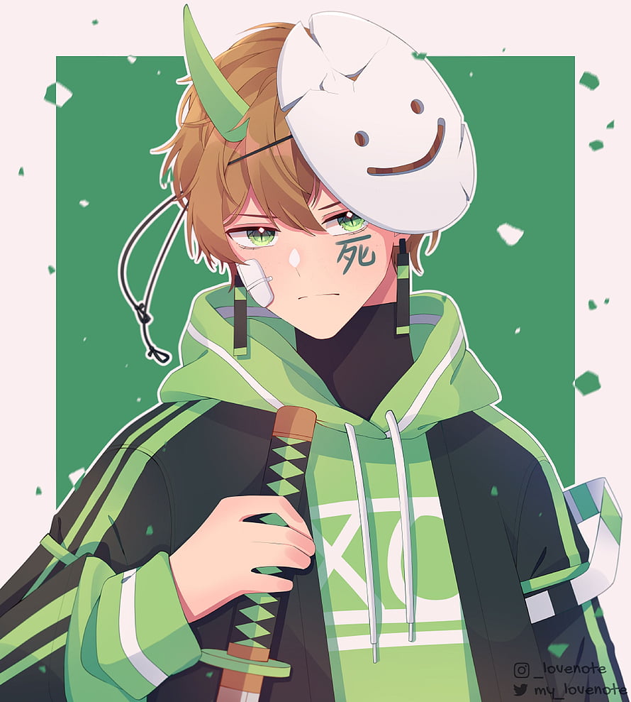 Dream Minecraft Anime Character with Green Hoodie and Mask HD phone wallpaper