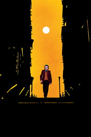 Joker Walking Through Dark Alleyway With Yellow Sky And Moon HD phone wallpaper