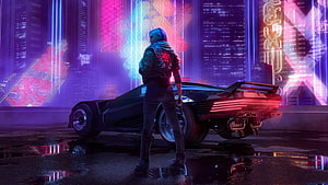 Cyberpunk 2077 Woman Standing Beside Futuristic Sports Car in Neon City, Cyberpunk 2077 Girl Art 1440P Resolution , , Background, and, 2560X1440 Cyberpunk HD wallpaper