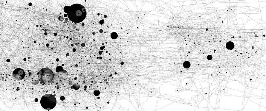 Abstract Black and White Network Visualization with Connected Nodes and Lines HD wallpaper