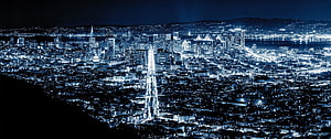 Aerial Night View of San Francisco Skyline with Golden Gate Bridge and Bay Area Lights HD wallpaper