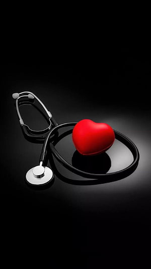 Red Heart and Stethoscope on Black Background Medical Concept HD phone wallpaper