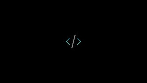 Minimalist Dark Coding Symbol with Cyan Brackets and Slash on Black Background HD wallpaper