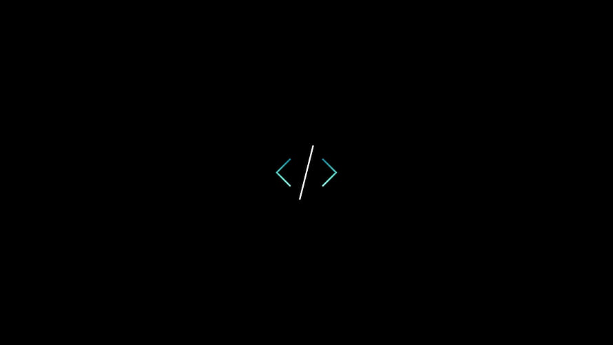 Minimalist Dark Coding Symbol with Cyan Brackets and Slash on Black Background HD wallpaper