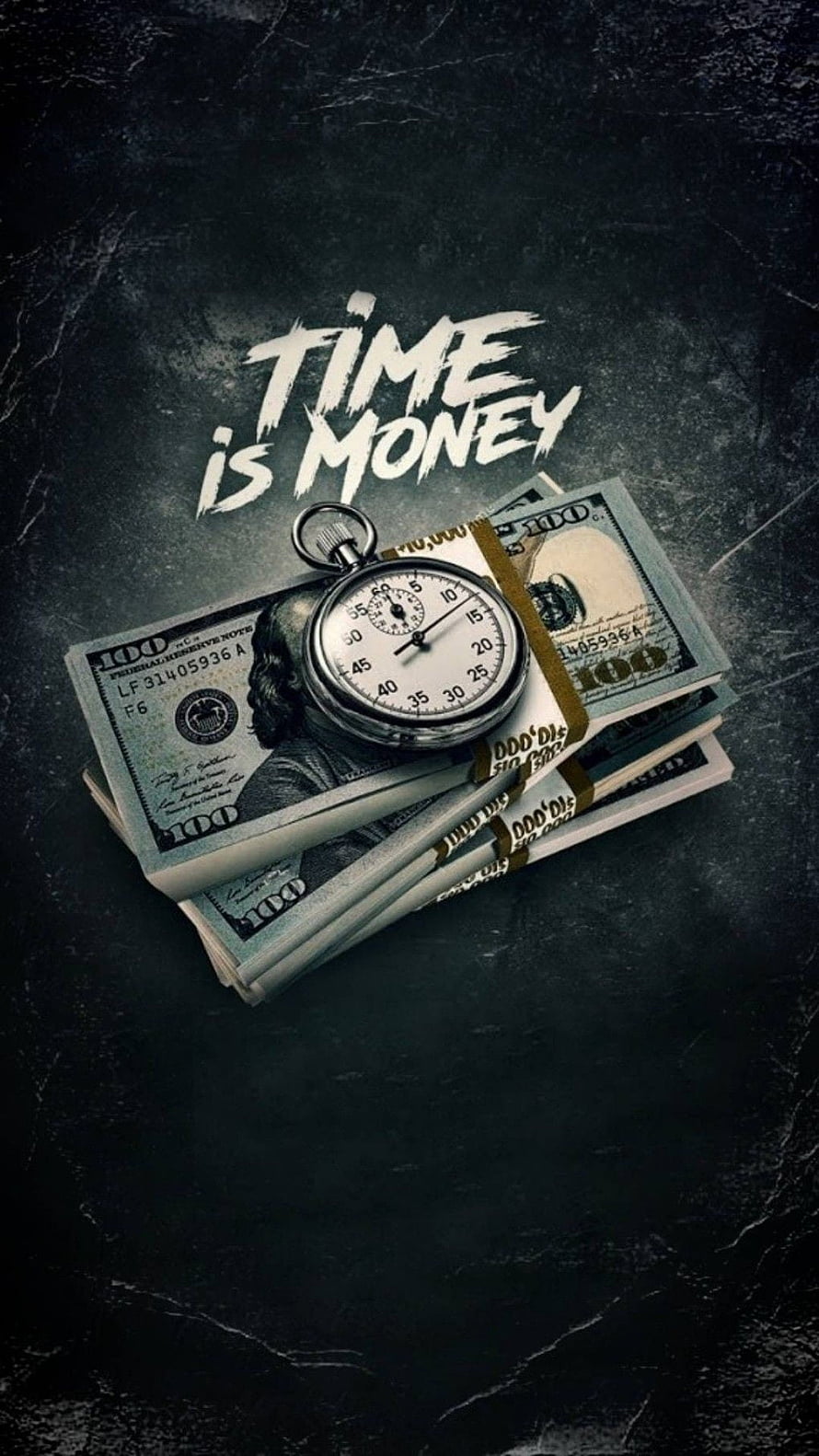 Time Is Money Motivational Quote With Stacks Of Cash And Vintage Stopwatch HD phone wallpaper