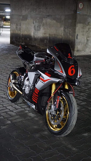 Yamaha R15 Sport Motorcycle with Gold Wheels in Underground Parking HD phone wallpaper