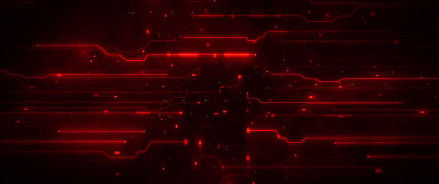 Glowing Red Circuit Board Traces on Dark Background HD wallpaper