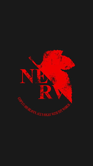 NERV Logo Evangelion Minimalist Red and Black Graphic Design Wallpaper HD phone wallpaper
