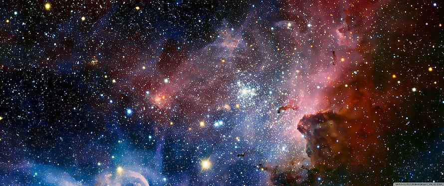 Vibrant Deep Space Nebula with Star Clusters and Cosmic Dust HD wallpaper