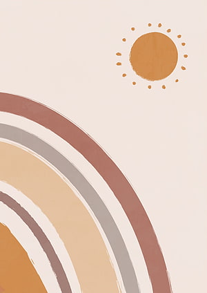 Minimalist Boho Abstract Sun and Rainbow Arcs Wall Art Print HD phone wallpaper
