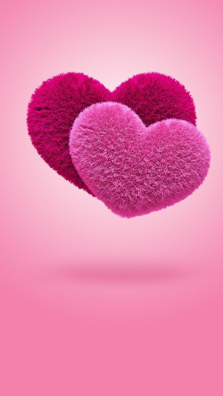 Fluffy Pink Hearts 3D Render Valentine's Day Background HD phone wallpaper