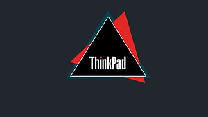 ThinkPad Triangular Logo on Dark Background with Red and Teal Accents HD wallpaper