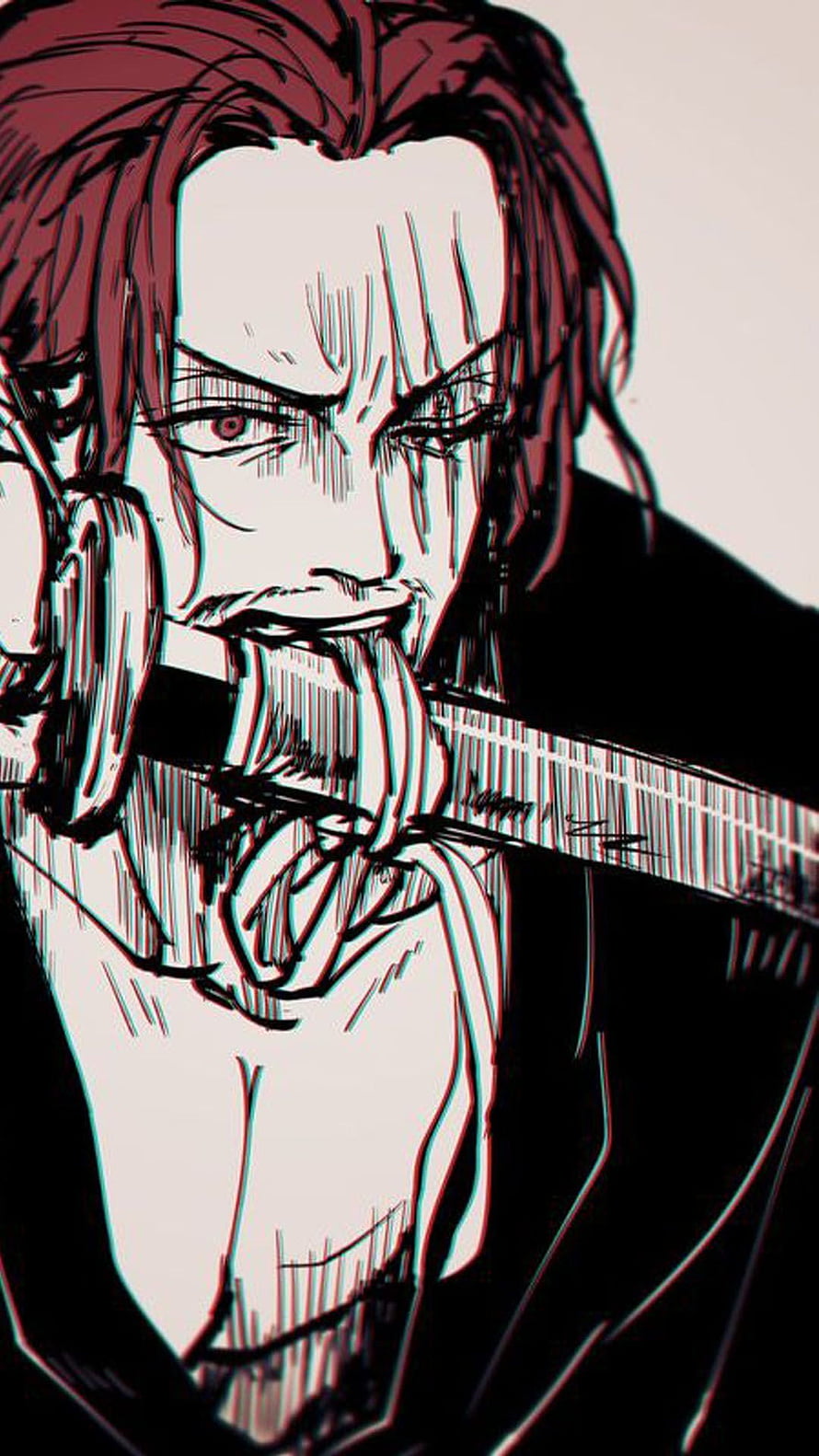 Anime Man With Red Hair And Sword Hilt In Mouth, Shanks ideas. one piece anime, shank, one piece HD phone wallpaper