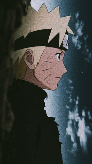 Naruto Uzumaki Anime Profile Portrait Against Moody Night Sky HD phone wallpaper
