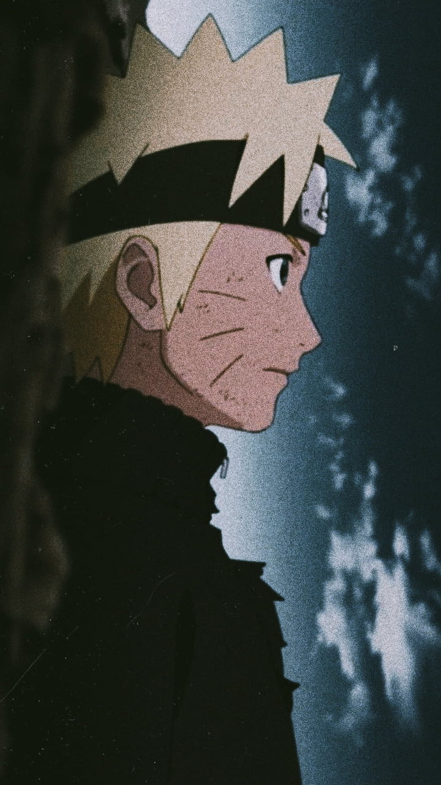 Naruto Uzumaki Anime Profile Portrait Against Moody Night Sky HD phone wallpaper