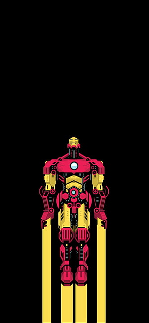Iron Man Minimalist Vector Illustration with Neon Pink and Gold Armor on Black Background, Ultra Marvel Super Hero Iron Man , Amoled Superhero HD phone wallpaper