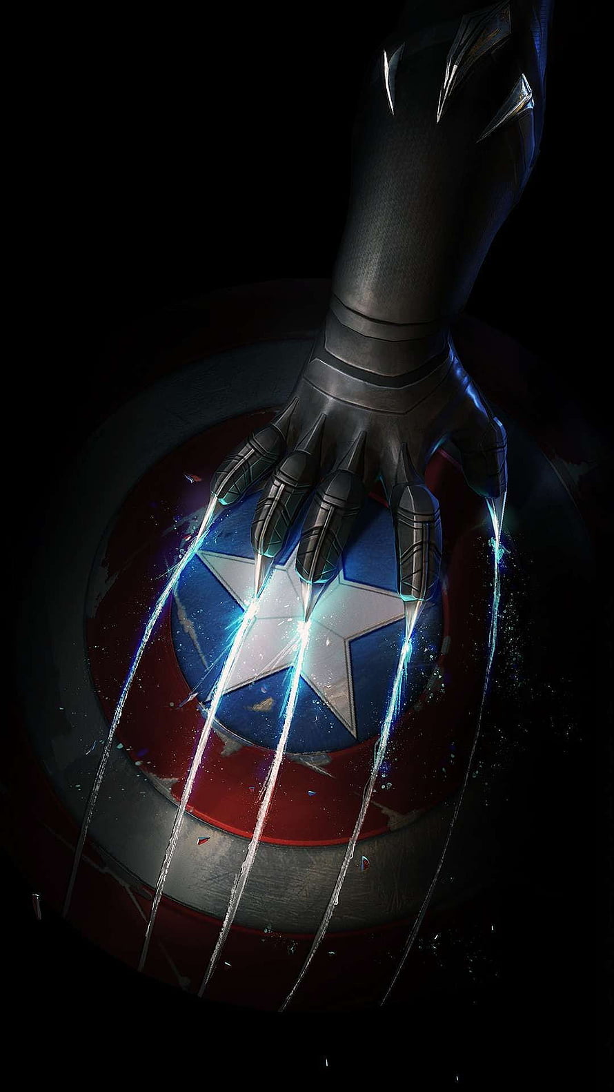 Captain America Shield Scratched by Wolverine Claws HD phone wallpaper