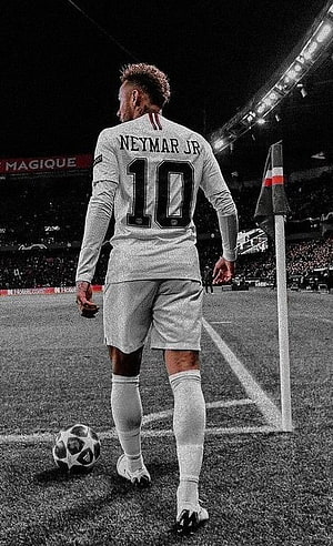 Neymar Jr Soccer Player Walking On Pitch With Ball In Stadium HD phone wallpaper