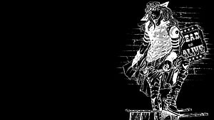 Jotaro Kujo from JoJo's Bizarre Adventure in High-Contrast Black and White Line Art HD wallpaper