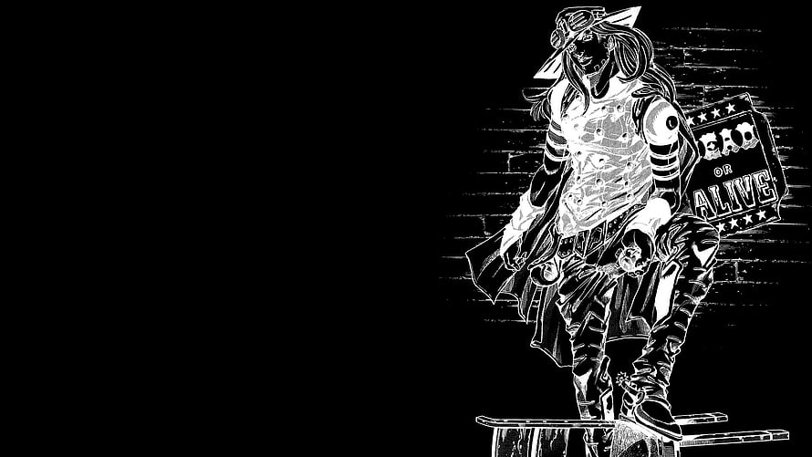 Jotaro Kujo from JoJo's Bizarre Adventure in High-Contrast Black and White Line Art HD wallpaper
