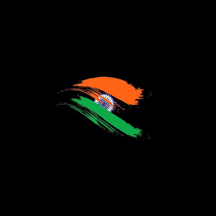 Indian National Flag Brush Stroke Design on Black Background HD phone wallpaper