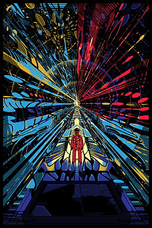 2001 A Space Odyssey Futuristic Space Tunnel Illustration HD phone wallpaper