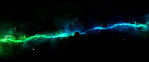 Vibrant Green and Blue Nebula Clouds in Deep Space HD wallpaper