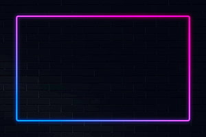 Glowing Neon Rectangle Frame on Dark Brick Wall Background HD wallpaper