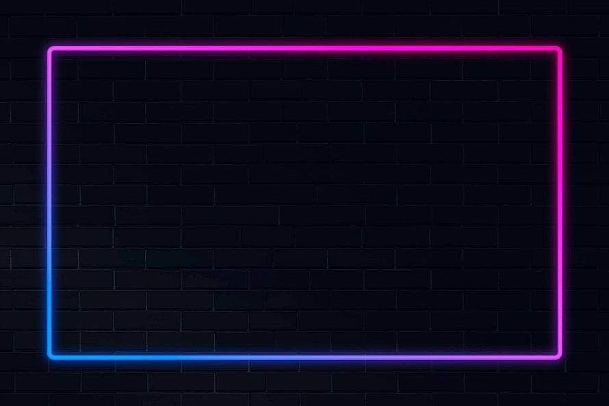 Glowing Neon Rectangle Frame on Dark Brick Wall Background HD wallpaper