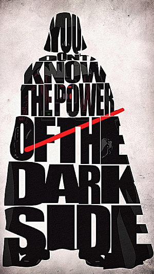 Star Wars Dark Side Typography Poster with Red Lightsaber Strike HD phone wallpaper