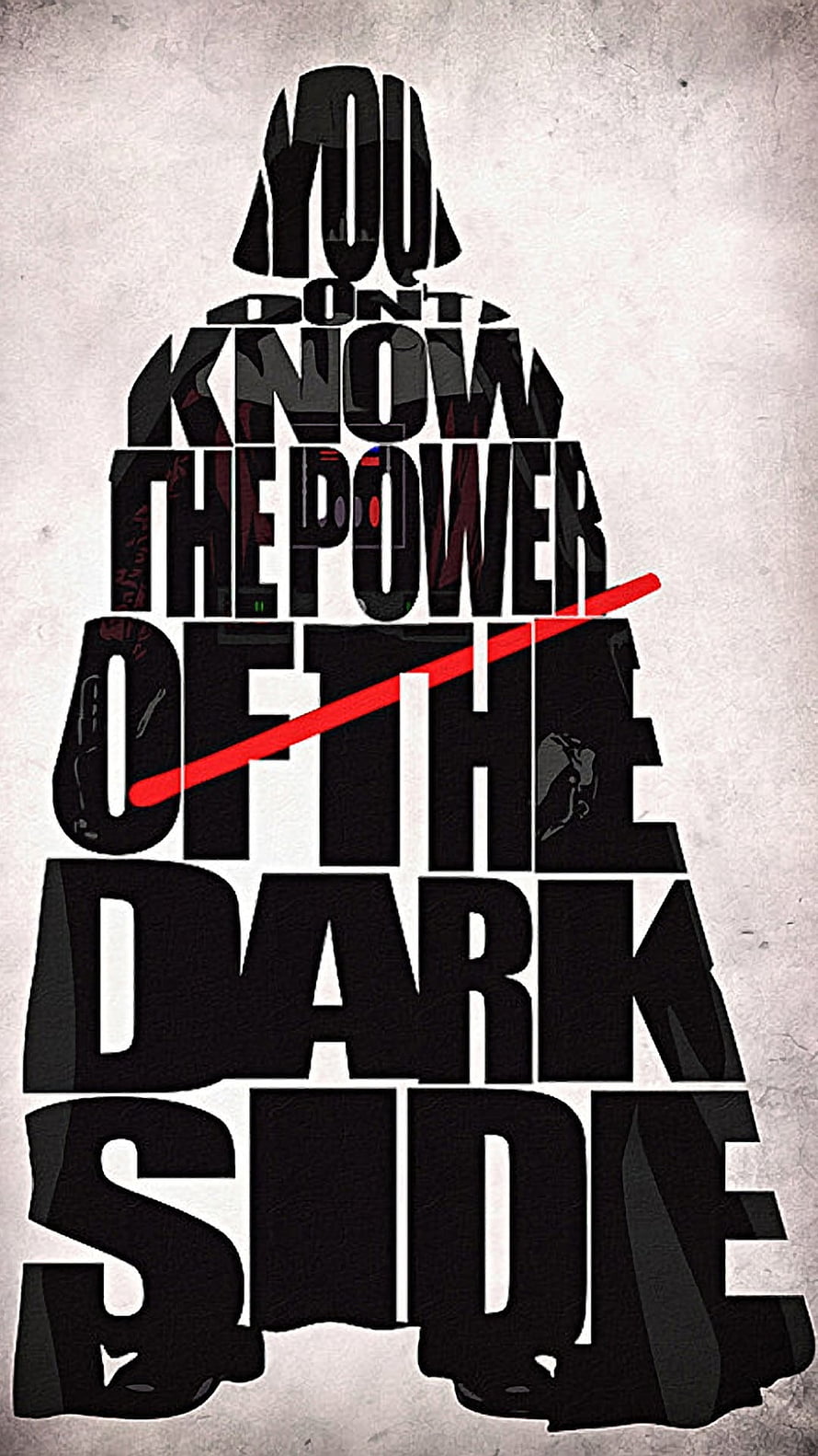 Star Wars Dark Side Typography Poster with Red Lightsaber Strike HD phone wallpaper