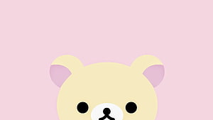 Cute Rilakkuma Bear Head on Soft Pink Background HD wallpaper