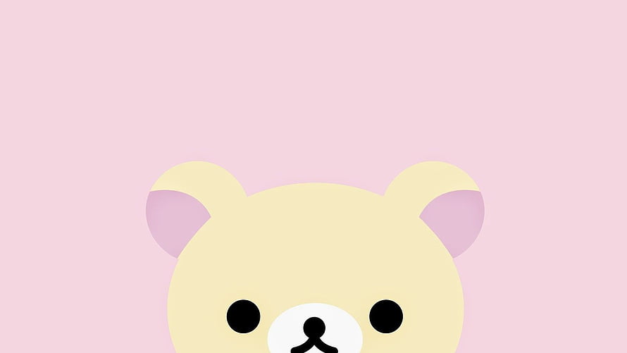 Cute Rilakkuma Bear Head on Soft Pink Background HD wallpaper