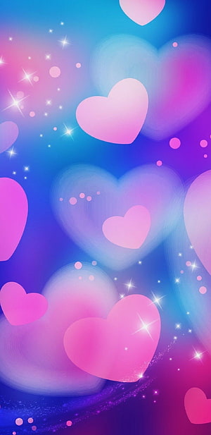 Cute Valentine's Day Galaxy Hearts Wallpaper in Pink and Purple HD phone wallpaper