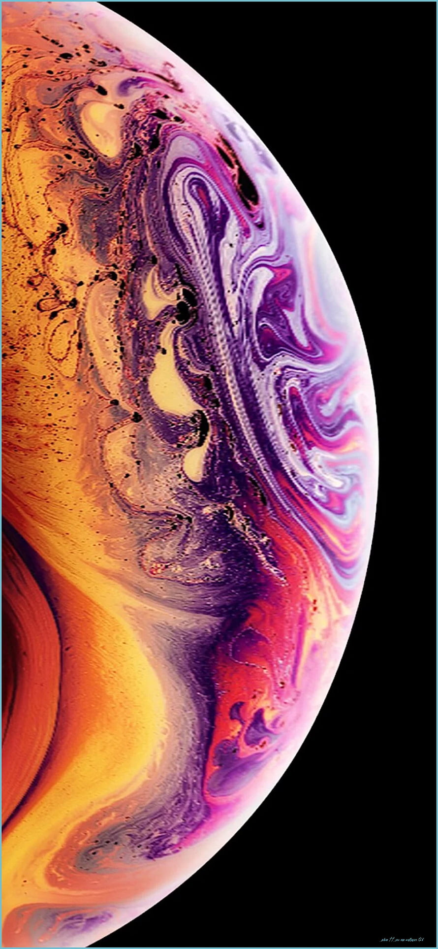 Abstract Fluid Art Swirls in Vibrant Orange, Purple, and Pink on Black Background HD phone wallpaper