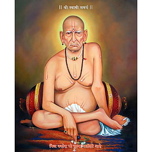 Portrait of Sai Baba of Shirdi Sitting in Meditation Pose with Holy Flame HD phone wallpaper
