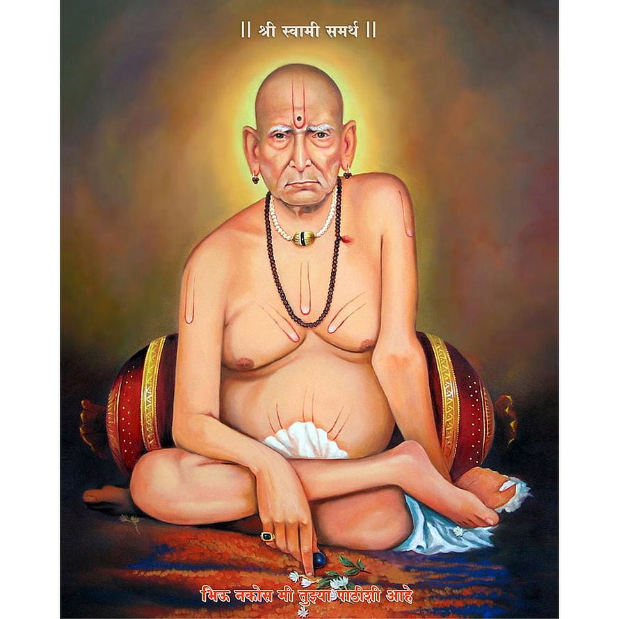 Portrait of Sai Baba of Shirdi Sitting in Meditation Pose with Holy Flame HD phone wallpaper