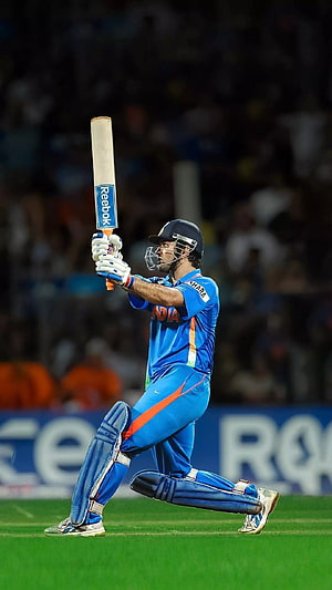 Virat Kohli Playing Cricket For India In Blue Jersey HD phone wallpaper