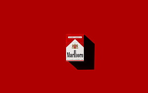 Marlboro Red Cigarette Pack Minimalist Product Photography on Deep Red Background HD wallpaper